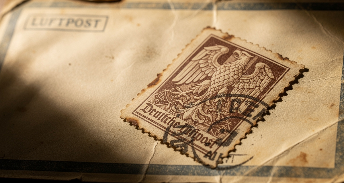 Flugpostmarke Deutsches Kaiserreich 1912 Taube mit Brief und Flugbestätigungsstempel