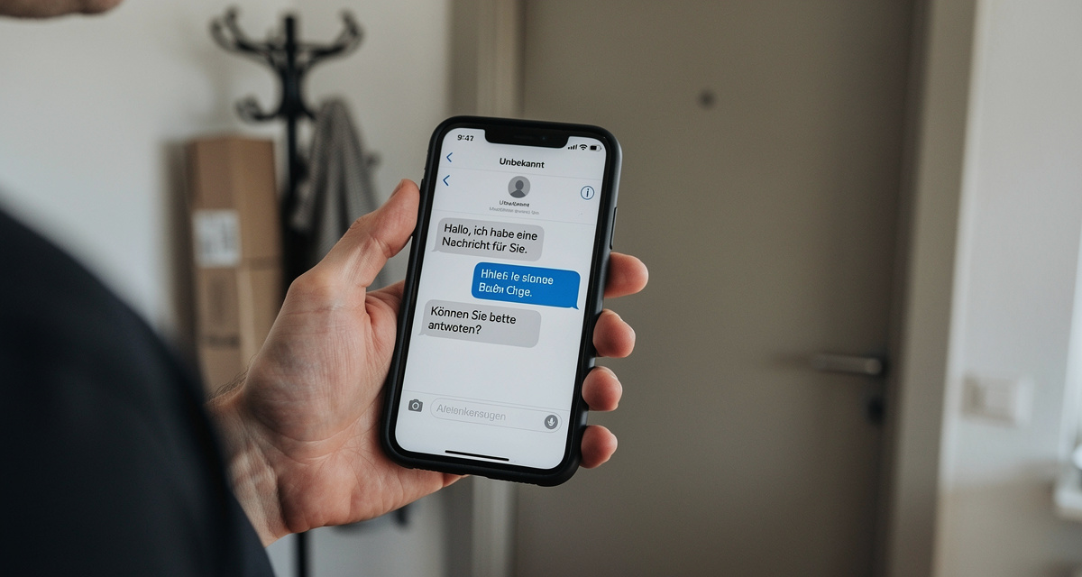 Smartphone mit gefälschter Paket-SMS einer DHL-Betrugsmasche