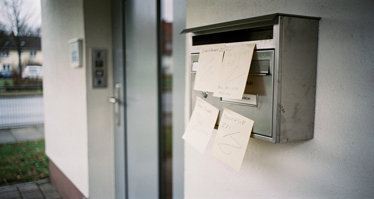 Mehrere Paketbenachrichtigungszettel hängen an einem Briefkasten - Sinnbild für streikbedingte Zustellverzögerungen