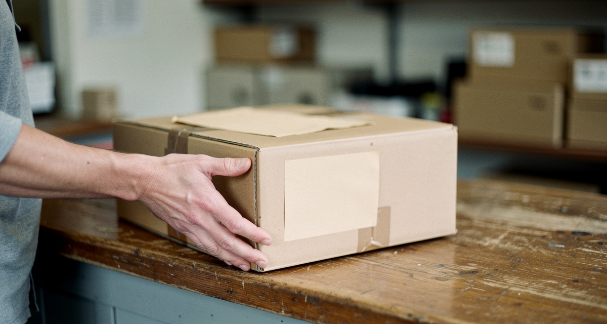 Paket wird am Schalter eines Paketshops abgegeben