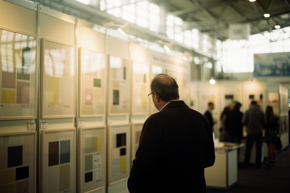 Deutsche Meisterschaften: Besucher betrachten Exponate in Ausstellungsrahmen